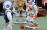 Les robots en plein match à l'université de sciences et de technologie d'Islamabad, le 9 mai 2016