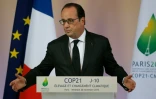 François Hollande lors d'une conférence de presse sur la COP21 le 20 novembre 2015 à Paris