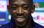 L'attaquant français du PSG Ousmane Dembélé, le 14 avril 2025 en conférence de presse à Birmingham