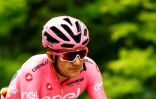 L'Equatorien Richard Carapaz leader du Giro, lors de la 18e étape entre Borgo Valsugana et Trévise, le 26 mai 2022 