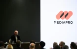 Jaume Roures le président du groupe Mediapro lors d'une conférence de presse le 21 octobre 2020 à Paris.