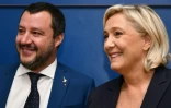 Matteo Salvini (g), leader de l'extrême droite italienne, vice-Premier ministre et ministre de l'Intérieur, et Marine Le Pen, présidente du Rassemblement national (RN) en France, le 8 octobre 2018 à Rome