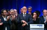 Édouard Philippe (C) devant les cadres d'Horizons réunis au centre des Congrès de Reims, le 10 mai 2026