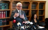 L'avocat de Kathryn Mayorga, Me Leslie Stovall, lors d'une conférence de presse, le 3 octobre 2018 à Las Vegas
