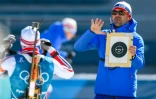 L'entraîneur norvégien du biathlète français Martin Fourcade, Siegfried Mazet, lors d'un entraînement pendant les Jeux Olympiques de Pyeongchang, le 17 février 2018