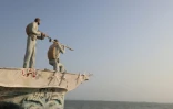 Une sculpture guerrière dans le port iranien de Bandar Abbas le 10 août 2026