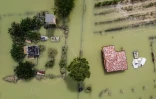 Vue aérienne de Cesena après des inondations dans la région d'Émilie-Romagne, dans le nord-est de l'Italie, le 18 mai 2023