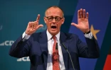 Le leader de l'opposition conservatrice allemande et favori à la chancellerie, Friedrich Merz, lors d'un meeting de campagne à Brilon, dans l'ouest du pays, le 19 janvier 2025