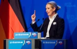 Alice Weidel, candidate à la chancellerie du parti d'extrême droite allemand AfD, lors d'un meeting à Halle, le 25 janvier 2025