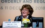 Louise Arbour, la représentante spéciale de l'ONU pour les migrations, lors d'une conférence de presse le 9 décembre 2018 à Marrakech, au Maroc