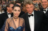 Johnny Hallyday et sa femme Adeline à Cannes, le 7 mai 1992