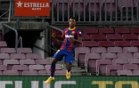 La joie du jeune prodige d FC Barcelone Ansu Fati après son but contre Villarreal au Camp Nou, le 27 septembre 2020