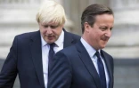Boris Johnson (g) et David Cameron, alors respectivement maire de Londres et Premier ministre britannique, le 7 juillet 2015 à Londres