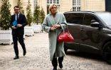 La présidente des députés RN Marine Le Pen, le 11 avril 2023 à Matignon à Paris 