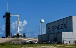 La fusée Falcon 9 de SpaceX avant son décollage pour la mission de tourisme spatial Inspiration4, au centre spatial Kennedy de la Nasa, le 14 septembre 2021 à Cap Canaveral, en Floride