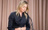Maria Sharapova lors d'une conférence de presse, le 7 mars 2016 à Los Angeles 