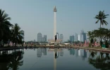 Le Monument National (MONAS) sur la place Merdeka à Jakarta le 18 août 2024, au lendemain du 79e Jour de l'Indépendance de l'Indonésie.