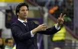 L'entraîneur argentin du Real Madrid, Santiago Solari, lors du match de Liga à Valladolid, le 10 mars 2019