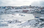 Le port d'Ilulissat pris dans les glaces, au Groenland, le 19 mars 2026