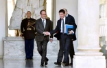 François Hollande et Manuel Valls à la sortie du conseil des ministres le 12 octobre 2016 à l'Elysée à Paris