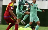 L'attaquant vedette du Portugal Cristiano Ronaldo (c) buteur face à Andorre en qualif pour le Mondial-2016, le 7 octobre 2017 à Andorre-la-Vieille