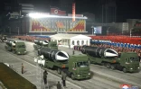 Photo diffusée le 14 janvier 2021 par l'agence nord-coréenne Kcna de missiles lors d'une parade militaire à Pyongyang