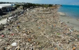 Vue aérienne de Palu, sur l'île des Célèbes en Indonésie, le 1er octobre 2018 après un séisme et le passage d'un tsunami