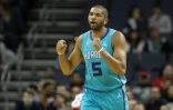 Le Français des Charlotte Hornets Nicolas Batum lors du match NBA contre les Washington Wizards, le 22 février 2019 à Charlotte