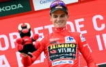 L'Américain Sepp Kuss nouveau maillot rouge de la Vuelta au terme de la 8e étape, le 2 septembre 2023 à Xorret de Cati