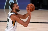 Le pivot français du Utah Jazz Rudy Gobert lors d'un match de play-offs  NBA au complexe de Disney World, en Florinde, le 1er septembre 2020