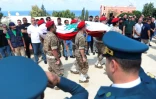 Funérailles d'un soldat libanais tué dans une frappe israélienne, le 29 mai 2026 à Ghazieh, dans le sud du Liban