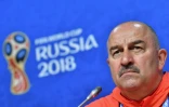 Le sélectionneur russe Stanislav Cherchesov en conférence de presse à Samara, le 24 juin 2018