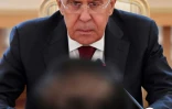 Le chef de la diplomatie russe Sergei Lavrov (face) et le ministre qatari des Affaires étrangères Mohammed bin Abdulrahman bin Jassim Al-Thani lors d'une réunion à Moscou le 10 juin 2017