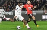 Jonathan David, l'attaquant canadien de Lille, au cours du match de Ligue 1 contre Rennes le 4 février 2023 à Rennes