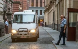 Le cardinal George Pell arrive en fourgon à la Cour suprême de l'Etat de Victoria à Melbourne (Australie) pour y être jugé en appel, le 5 juin 2019