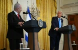 Le président américain Donald Trump (d) et le Premier ministre israélien Benjamin Netanyahu lors d'une conférence de presse à la Maison Blanche, le 4 février 2025 à Washington