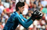 Le gardien de but belge Thibaut Courtois contre la Tunisie, le 23 juin 2018 à Moscou