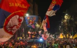 Rassemblement à Belgrade le 14 mars 2025, à la veille d'une manifestation antigouvernementale de grande ampleur
