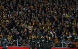 Les joueurs du PSG célèbrent le premier but du match contre Lens lors du match en retard de Ligue 1 au stade Bollaert le 13 mai 2026