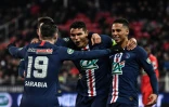 La joie des joueurs du PSG après le but de Thiago Silva, face à Dijon, en quart de finale de Coupe de France, le 12 février 2020 au Stade Gaston Gérard