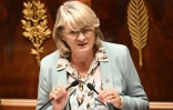 La députée PS Marie-Noëlle Battistel, s'exprime à l'Assemblée nationale, à Paris, le 12 octobre 2023