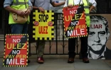 Manifestation contre l'extension de la zone ULEZ à Londres, le 28 juillet 2023