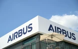 Le logo d'Airbus au salon du Bourget près de Paris, le 17 juin 2025