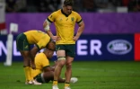 Le dépit du troisième ligne aile australien Michael Hooper après la défaite contre l'Angleterre en quart de finale de la Coupe du monde, le 19 octobre 2019 à Oita (Japon)