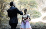 Laurent Hilaire et une danseuse lors d'une répétition de "Giselle" le 23 février 2017 à Moscou