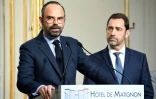 Edouard Philippe et Christophe Castaner lors d'une conférence de presse à Matignon, le 18 mars 2019