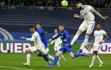L'attaquant du Real Madrid Karim Benzema, lors du match de la 31e journée de LaLiga contre Getafe, le 9 avril 2022 au Stade Santiago Bernabeu