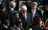 L'ancien président américain Joe Biden (c) avant les funérailles du pape François à Rome, le 26 avril 2025