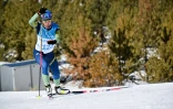 Une athlète ukrainienne s'entraîne le 3 mars 2022 sur la piste de Zhanjiakou avant le début des Jeux paralympiques 2022 de Pékin
