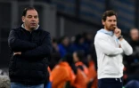 Les entraîneurs d'Angers Stéphane Moulin (g) et de l'OM André Villas-Boas, le 25 janvier 2020 à Marseille
